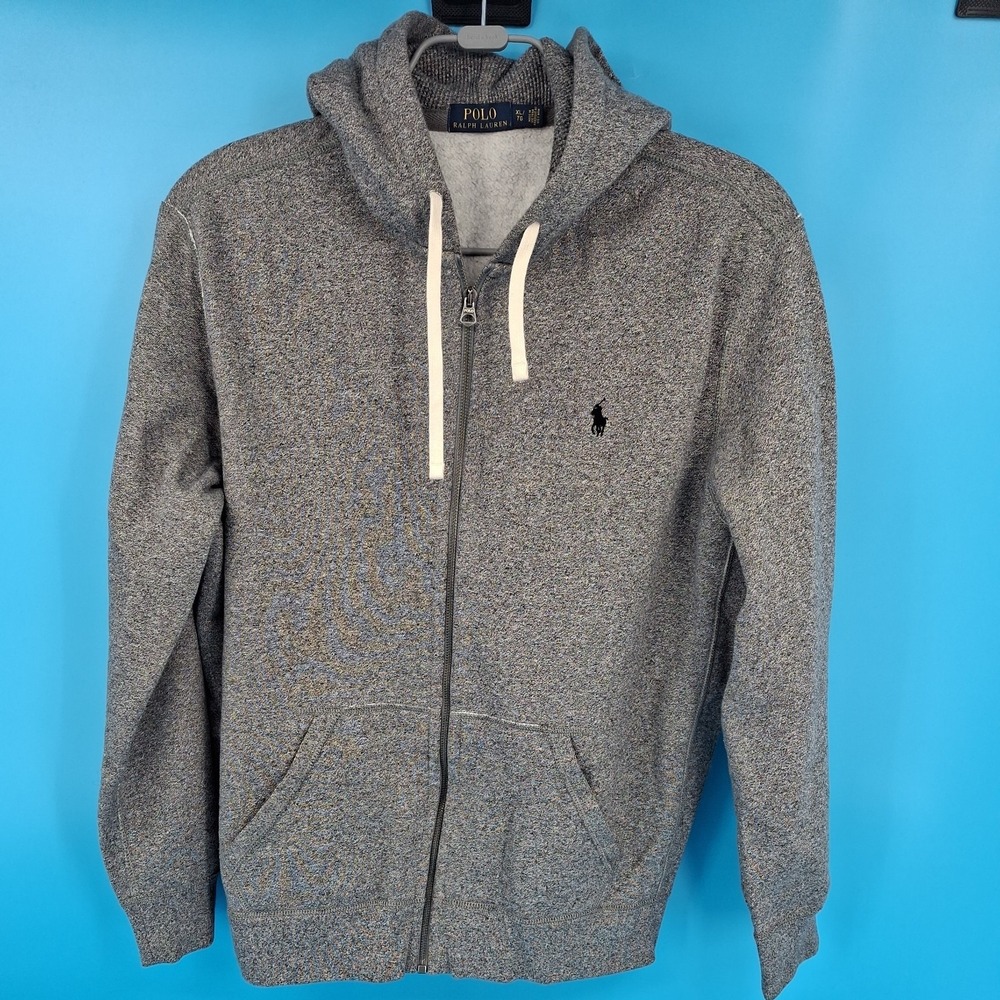Polo Ralph Lauren Thick Zip Up Hoodie Mens XL Jacket Gray Waffle Knit Hood - Picture 2 of 16